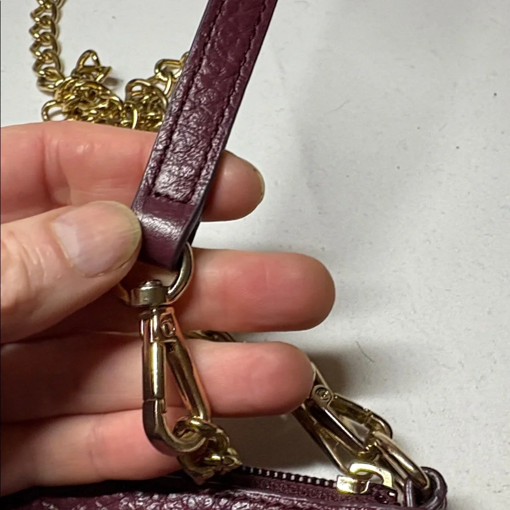 Lodis Burgundy Small Textured Leather Crossbody Bag